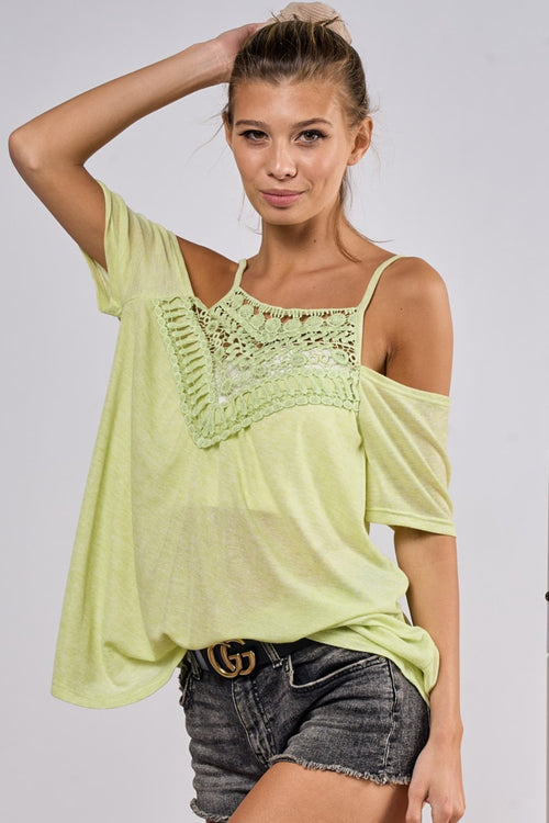 BiBi Front Crochet Lace Adjustable Strap Top - Brand BiBi *