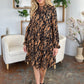 Double Take Full Size Printed Ruffle Hem Long Sleeve Dress