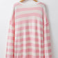 Exposed Seam Striped Round Neck Long Sleeve Sweater