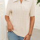 Mandy Cable Knit Johnny Collar Half Sleeve Sweater