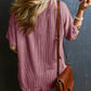 Textured V-Neck Dropped Shoulder T-Shirt