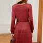 Frill Square Neck Long Sleeve Dress
