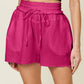 Double Take Full Size Texture Raw Trim Drawstring Shorts