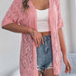 Openwork Open Front Half Sleeve Cardigan