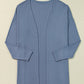 Slit Open Front Long Sleeve Cover Up