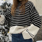 Striped Mock Neck Long Sleeve Sweater
