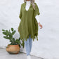 Fringe Trim Buttoned Hooded Poncho