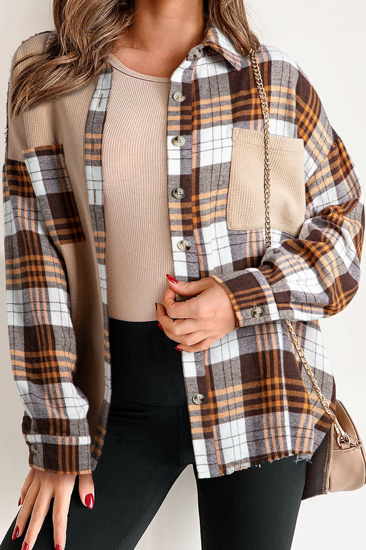 Plaid Button Up Long Sleeve Shacket