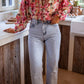 Frill Floral Button Down Long Sleeve Shirt