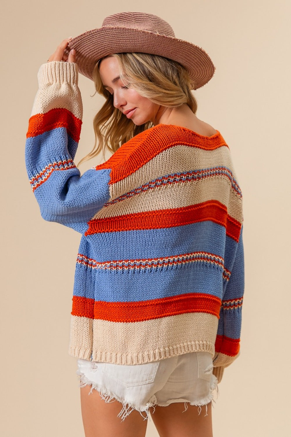 BiBi Multi Color Stripe Scoop Neck Sweater - Brand BiBi