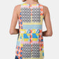 Zenana Printed Round Neck Orange Curved Hem Tank