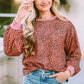 Full Size Leopard Round Neck Long Sleeve Sweatshirt