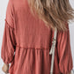 Frill V-Neck Long Sleeve Blouse