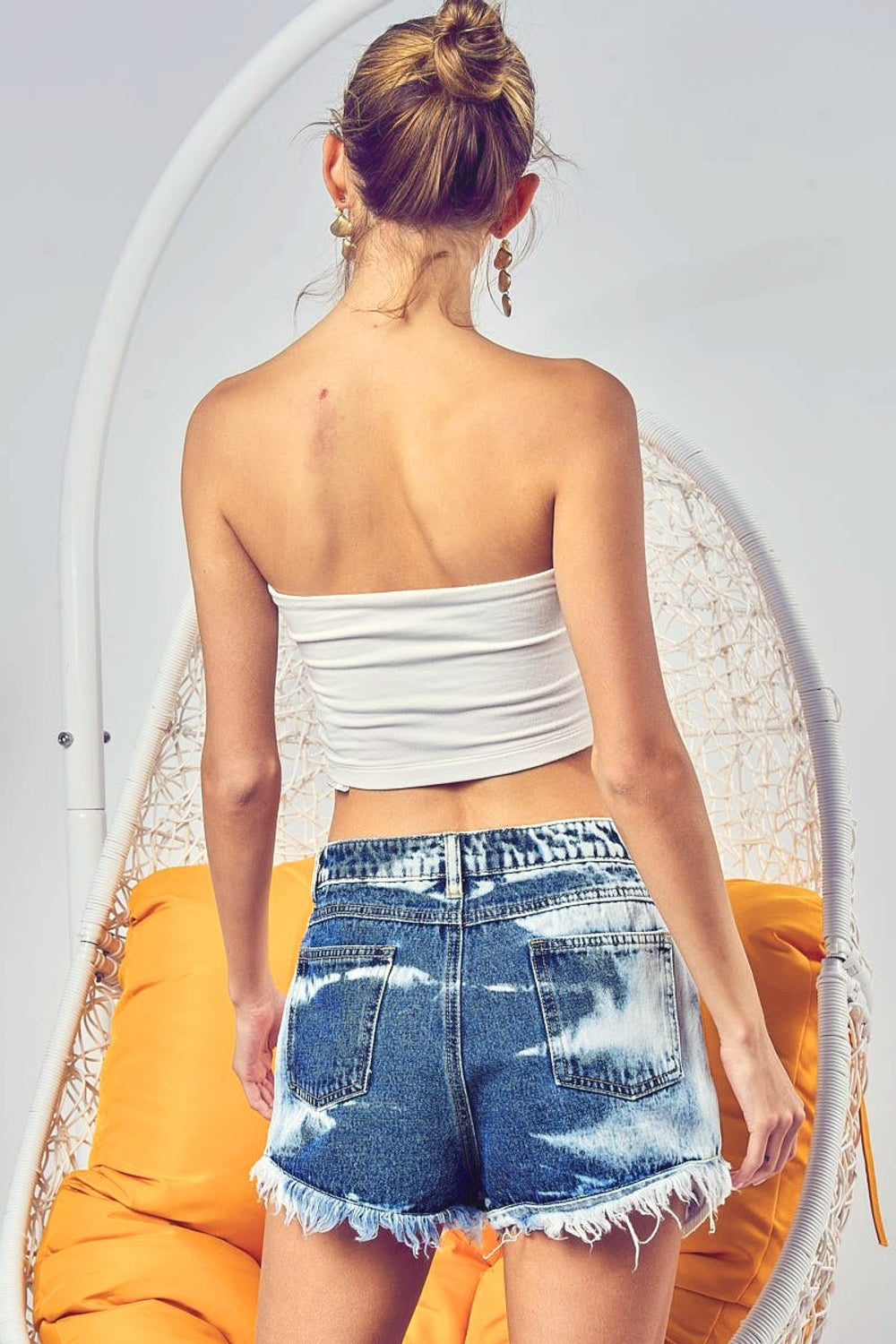 BiBi US Flag Theme Bleached Denim Shorts - Brand BiBi