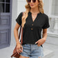 Decorative Button Notched Short Sleeve T-Shirt