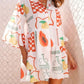 Printed Three-Quarter Sleeve Mini Dress