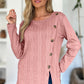 Slit Round Neck Long Sleeve T-Shirt