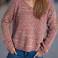 Heathered V-Neck Long Sleeve Sweater