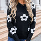 Flower Round Neck Long Sleeve Sweater