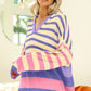 BiBi Striped Color Block  Hooded Knit Top - Brand BiBi