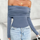 Ruched Off-Shoulder Long Sleeve T-Shirt