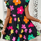 Ruffled Printed Notched Cap Sleeve Dress