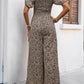 Perfee Smocked Printed Square Neck Puff Sleeve Jumpsuit