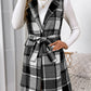 Perfee Tied Plaid Vest Coat