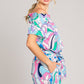 Cotton Bleu by Nu Label Blue Abstracted Print Tie Front Shorts
