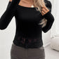 Single Shoulder Long Sleeve Lace T-Shirt