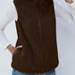 Full Size Fuzzy Zip Up Vest Coat with Pockets