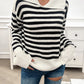 Striped Collared Neck Long Sleeve Sweater