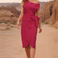 Tied Single Shoulder Short Sleeve Dress