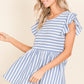 BOMBOM Striped Round Neck Blouse