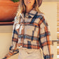 BiBi Brushed Plaid Crop Jacket with Pockets - Brand BiBi