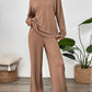 Perfee Quarter Button Long Sleeve Top and Pants Set