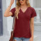 Eyelet Surplice Short Sleeve T-Shirt