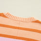 Contrast Striped Round Neck Long Sleeve Knit Top