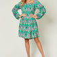 Double Take Full Size Printed Long Sleeve Dress