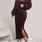 Open Front Long Sleeve Cardigan and Side Slit Cami Dress Set