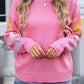 Flower Round Neck Dropped Shoulder Sweater