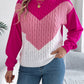 Contrast Round Neck Long Sleeve Sweater