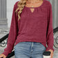 Full Size Cutout Round Neck Long Sleeve T-Shirt