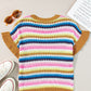 Contrast Round Neck Short Sleeve Sweater