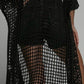 Openwork Open Front Three-Quarter Sleeve Cover Up