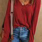 Exposed Seam V-Neck Long Sleeve T-Shirt