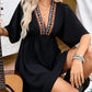 Embroidered Plunge Half Sleeve Mini Dress
