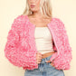 VERY J Shaggy Yarn Knit Zip Up Jacket