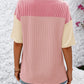 Full Size Color Block Round Neck Half Sleeve T-Shirt