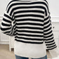 Striped Collared Neck Long Sleeve Sweater